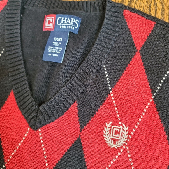 Chaps Boys' Argyle Sweater Vest Size S 8 - Picture 4 of 6
